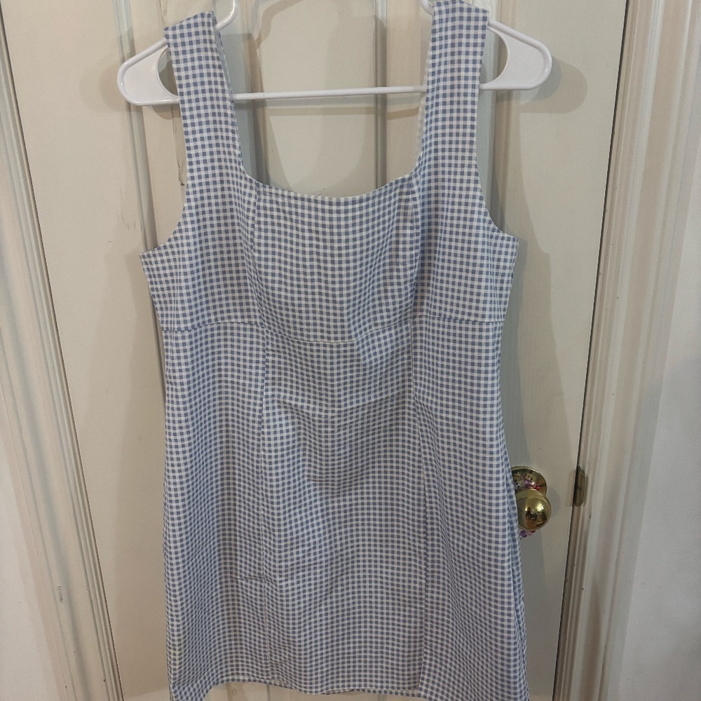 gingham blue and white adorable dress
